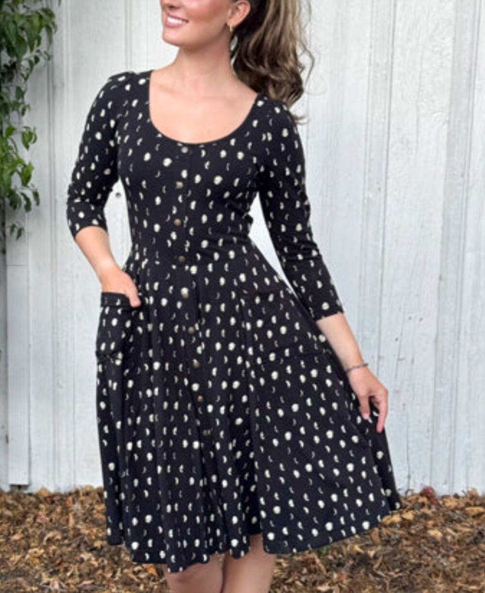 Effie's Heart Meadow Dress NEW Large Mond Print Black Moons quirky twee goth
